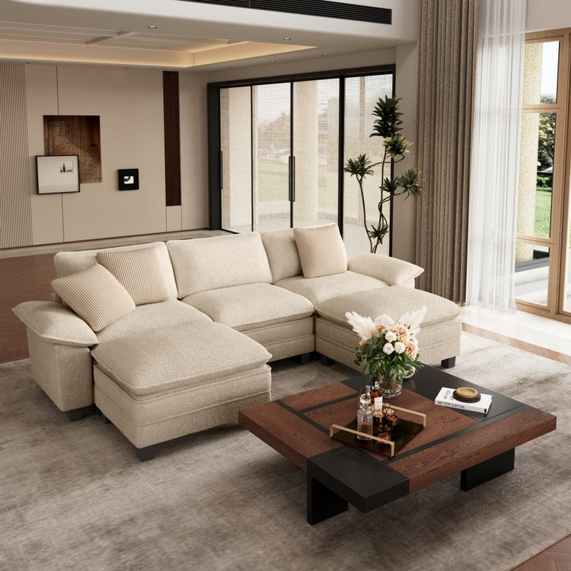 Phi Villa Large Living Room Sofa Couch Chenille with Ottoman