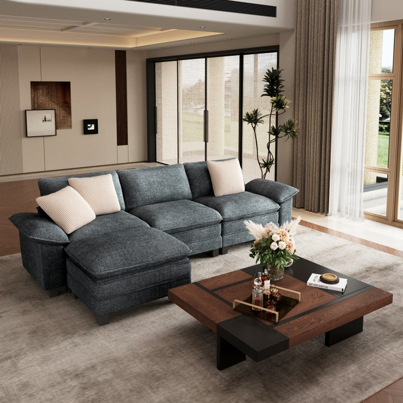 Phi Villa Large Living Room Sofa Couch Chenille with Ottoman
