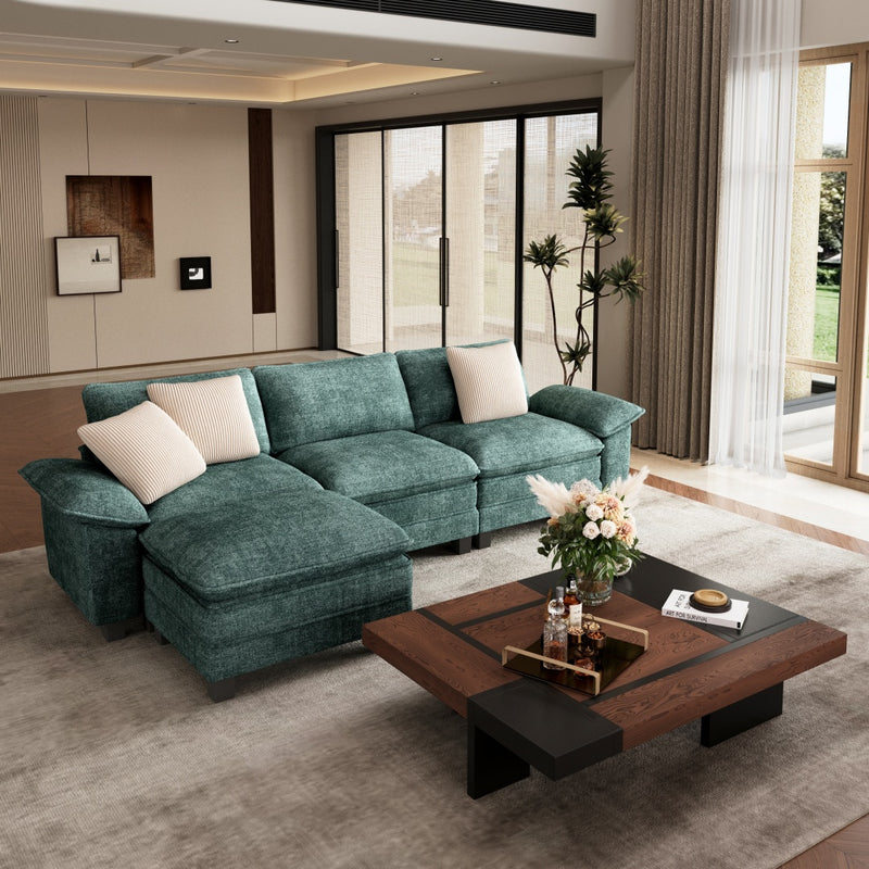 Phi Villa Large Living Room Sofa Couch Chenille with Ottoman