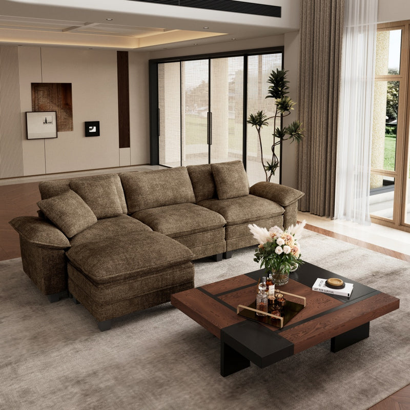 Phi Villa Large Living Room Sofa Couch Chenille with Ottoman