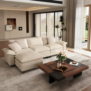 Briar Chenille Living Room Sofa Cloud-like Modular Sectional with Ottoman