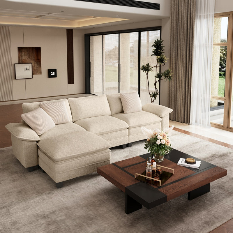 Phi Villa Large Living Room Sofa Couch Chenille with Ottoman
