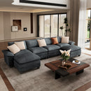 Chenille Living Room Sofa Couch Cloud-like Modular Sectional with Ottoman