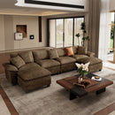 Chenille Living Room Sofa Couch Cloud-like Modular Sectional with Ottoman