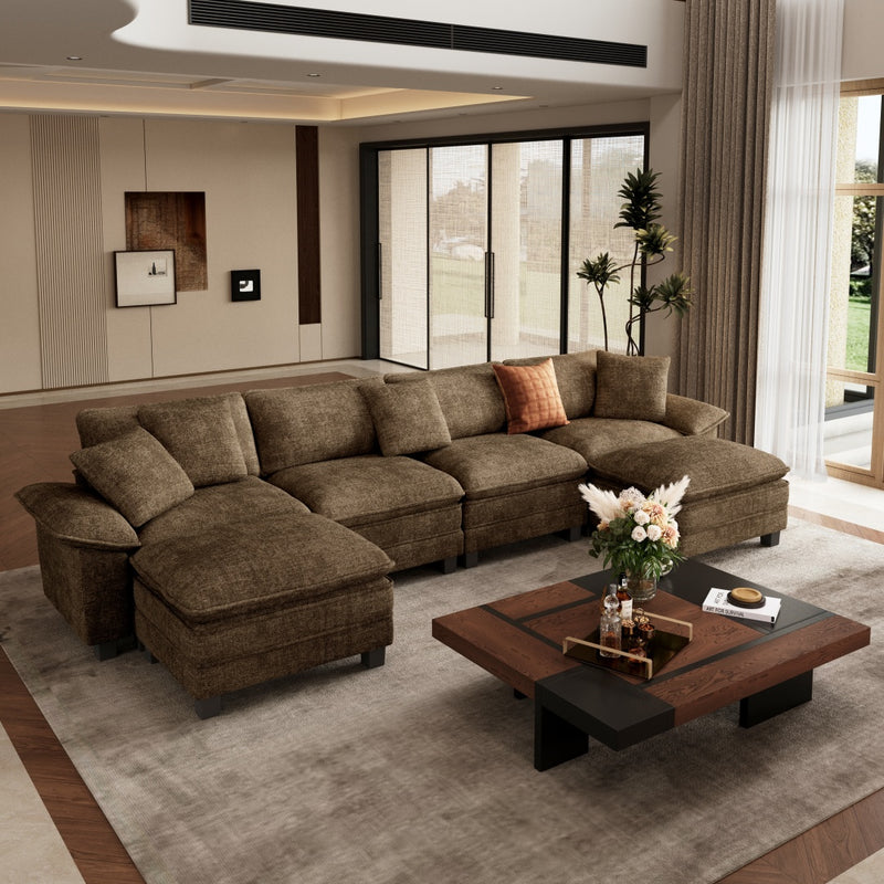 Phi Villa Large Living Room Sofa Couch Chenille with Ottoman