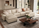 Chenille Living Room Sofa Couch Cloud-like Modular Sectional with Ottoman