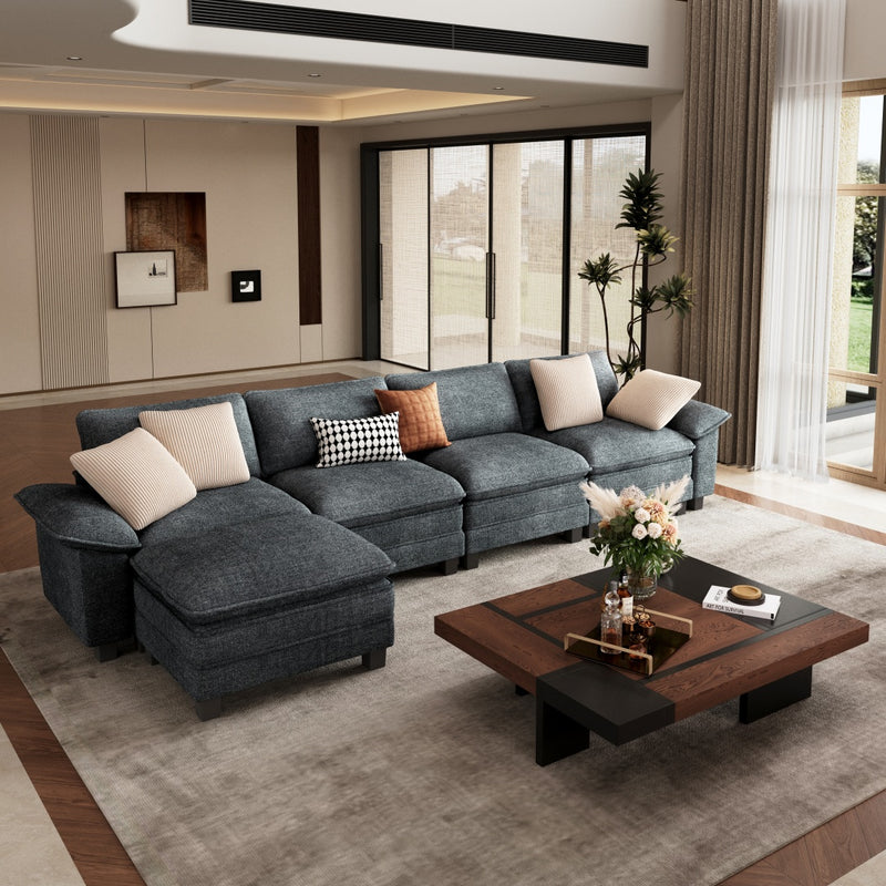 Phi Villa Large Living Room Sofa Couch Chenille with Ottoman