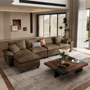 Chenille Living Room Sofa Couch Cloud-like Modular Sectional with Ottoman