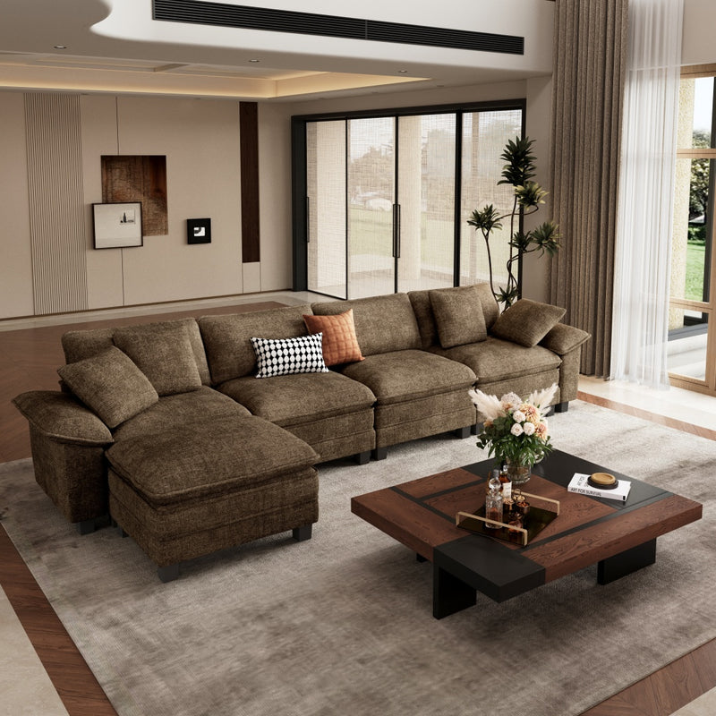 Phi Villa Large Living Room Sofa Couch Chenille with Ottoman