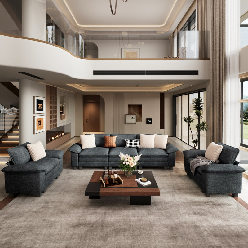 Phi Villa Living Room Chenille Cloud-like Couch Sofa Large Set