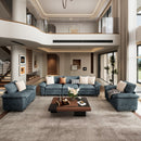 Living Room Sofa Teal Chenille Cloud-like Couch Modular Sectional Large Set