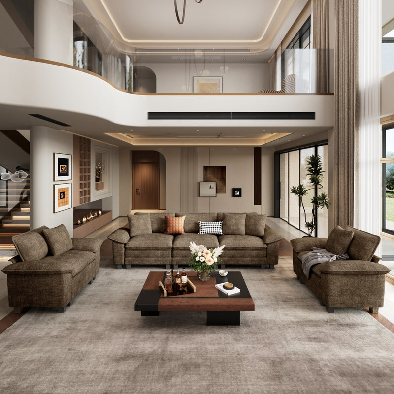 Phi Villa Living Room Chenille Cloud-like Couch Sofa Large Set