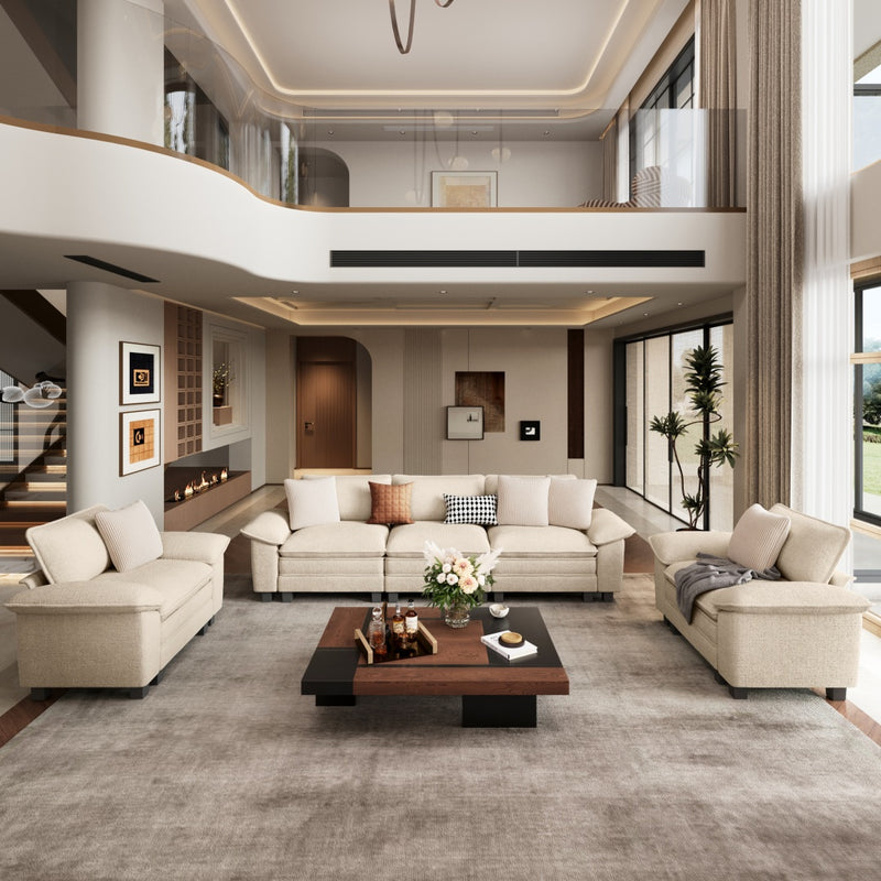 Phi Villa Living Room Chenille Cloud-like Couch Sofa Large Set