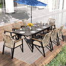 Mirage 7/9-Piece Patio Dining Set with Stylish Rattan Rope Chairs and Expandable Table-Phi Villa