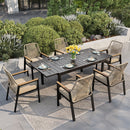 Mirage 7/9-Piece Patio Dining Set with Stylish Rattan Rope Chairs and Expandable Table-Phi Villa
