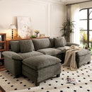 Chenille Living Room Sofa Couch Cloud-like Modular Sectional with Ottoman