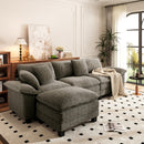 Chenille Living Room Sofa Couch Cloud-like Modular Sectional with Ottoman