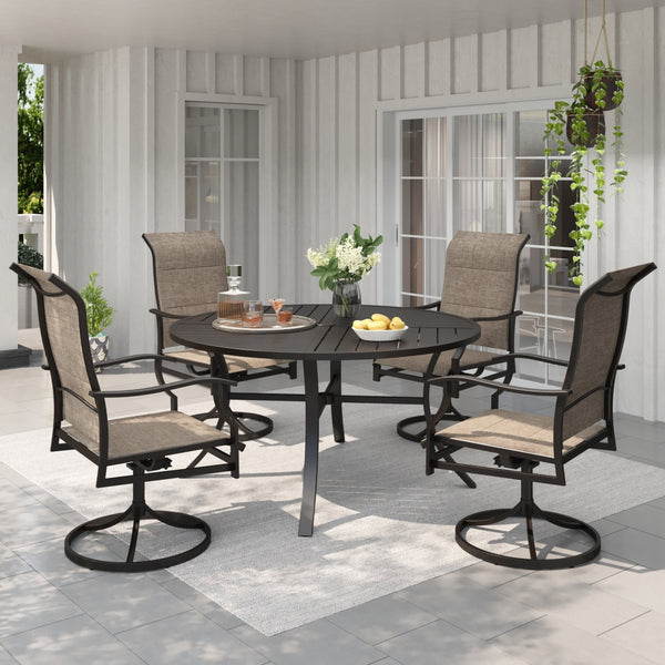 Patio Upgraded Padded High Back Dining Chairs for Porch, Deck, Backyard PHI VILLA