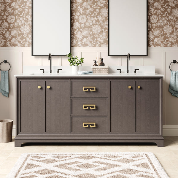 Modern Fully Assembled Double Sink Bathroom Vanity with Marble Top