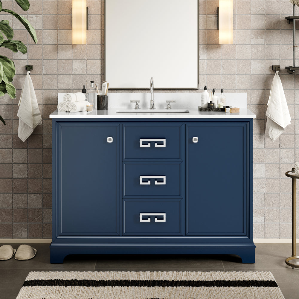 48 Inch Bathroom Vanity with Sink Fully Assembled Marble Top Cabinet