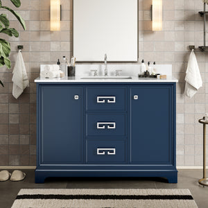 48 Inch Bathroom Vanity with Sink Fully Assembled Marble Top Cabinet
