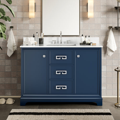 48 Inch Bathroom Vanity with Sink Fully Assembled Marble Top Cabinet