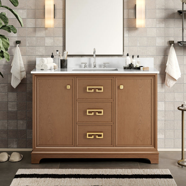 48 Inch Bathroom Vanity with Sink Fully Assembled Marble Top Cabinet