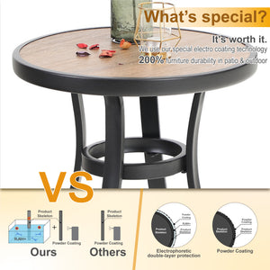 Phi Villa 19" Wood-like Round Side Table Coffee Table
