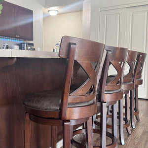 Harrison 360° Swivel Farmhouse Wooden Bar Stools with Cross Back
