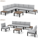6 Seater Outdoor Couch Modern L-Shaped Sectional Sofa Set
