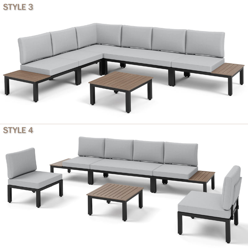 Phi Villa 6 Seater Outdoor Couch Modern Sectional Sofa With  Cushions