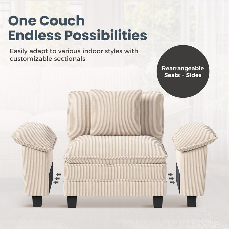 Cloud-like Living Room Sofa Couch Modular Sectional Corduroy Large Set