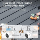 Phi Villa 7-Piece Patio Dining Set with 6 Fixed Stackable Chairs & Enlarged Steel Rectangle Table