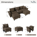 Chenille Living Room Sofa Couch Cloud-like Modular Sectional with Ottoman