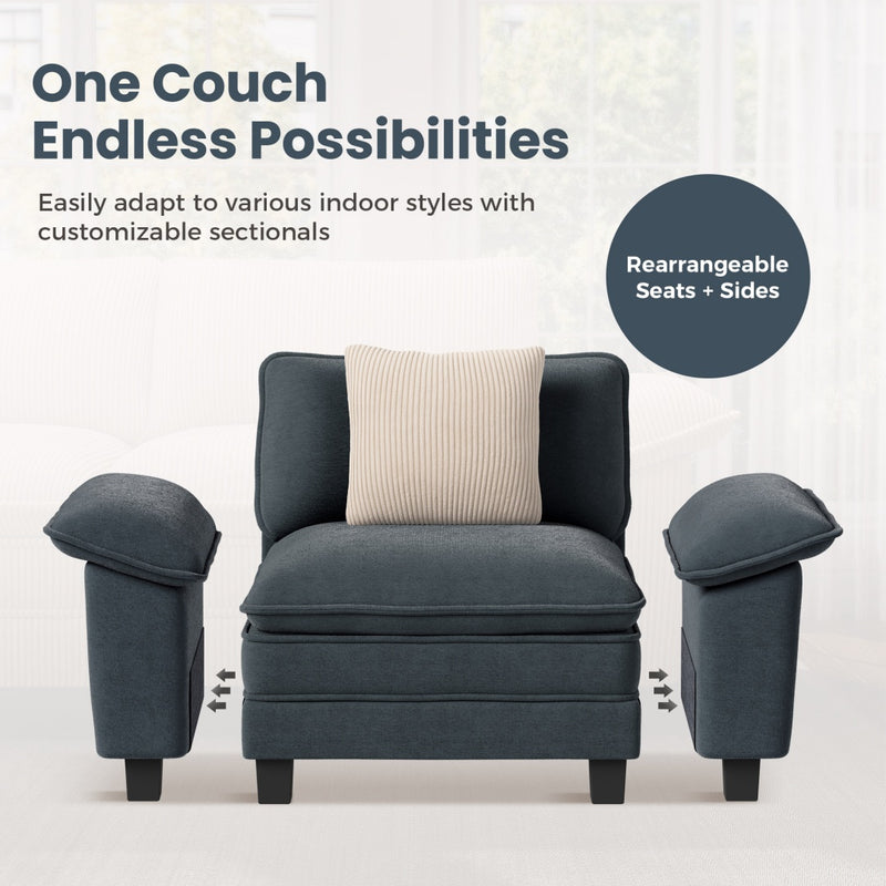 Phi Villa Large Living Room Modular Sectional Couch Chenille with Ottoman