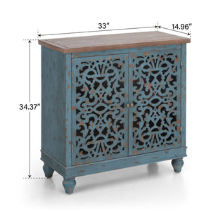 Accent Storage Cabinet with Decorative Carved