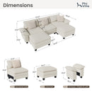 Chenille Living Room Sofa Couch Cloud-like Modular Sectional with Ottoman