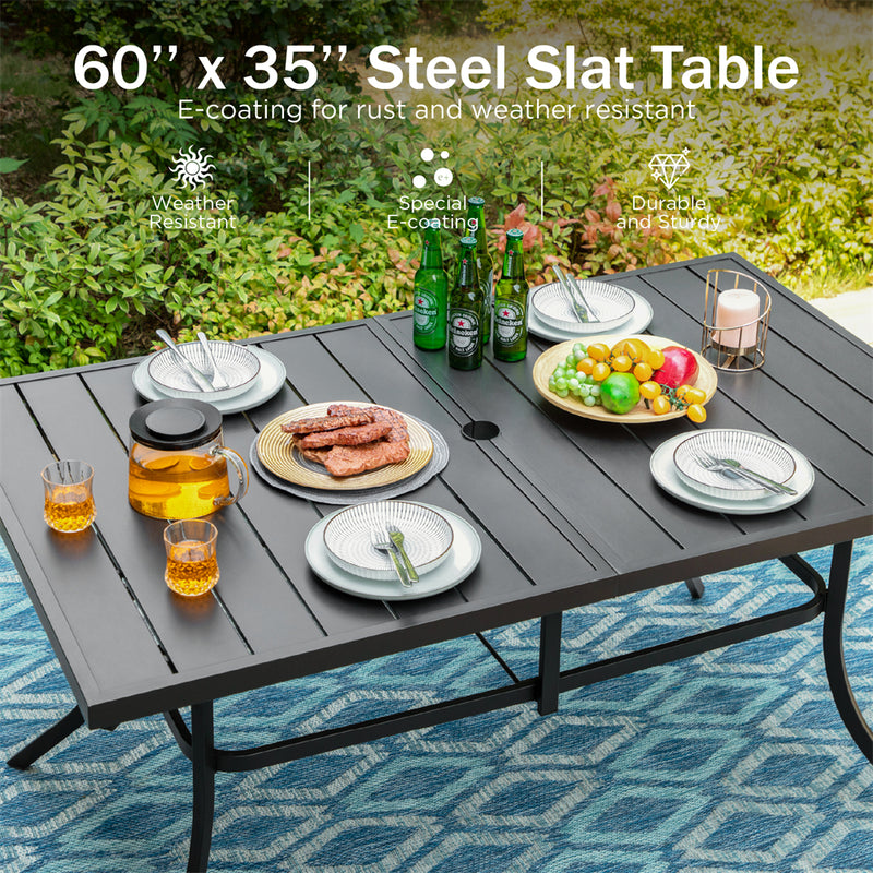7-Piece Patio Dining Set with Stylish Rattan Rope Chairs-Phi Villa