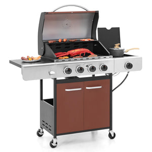 Patio Propane Grill BBQ with 4 x 8000 BTU Burners and 10,000 Side Burner-Captiva Designs