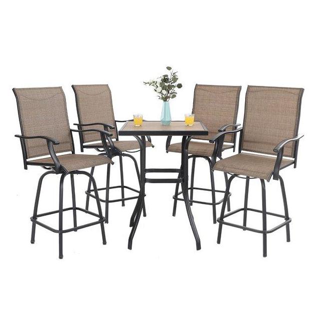 3/5-Piece Patio Bistro Set of Textilene Swivel Bar Stools PHI VILLA