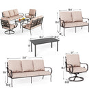 7-Seater Patio Metal Vines Sofa Set with Loveseat