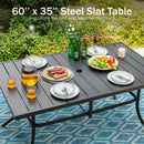 PHI VILLA 7-Piece Outdoor Dining Set 6 C-Spring Textilene Chairs & Steel Panel Table