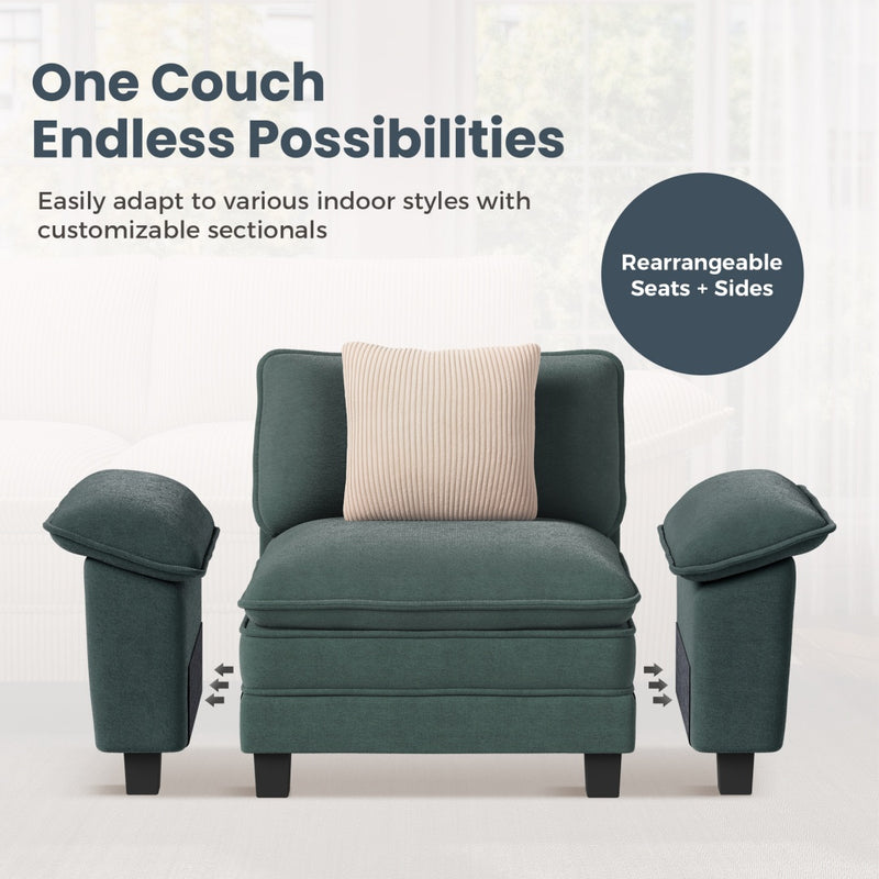 Phi Villa Large Living Room Modular Sectional Couch Chenille with Ottoman