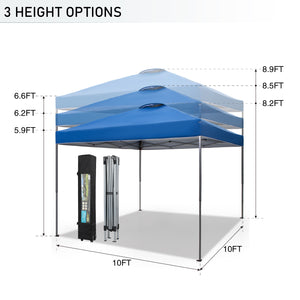 10'x10' Pop Up Portable Canopy Tent with Wheeled Bag