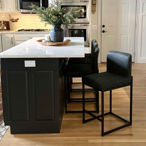 24 Inch Counter Height PU Leather Bar Stool with Backrest