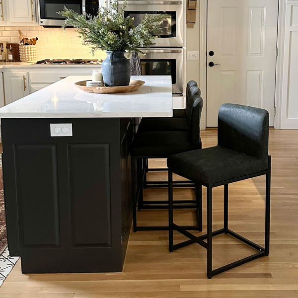 24 Inch Counter Height PU Leather Bar Stool with Backrest