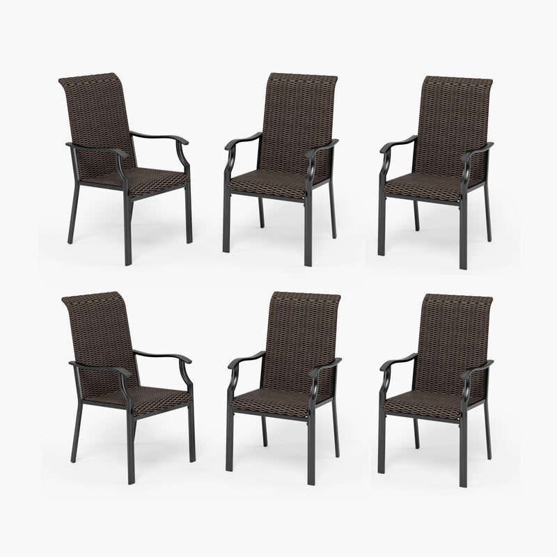 PHI VILLA Rattan Metal Patio Dining Chairs