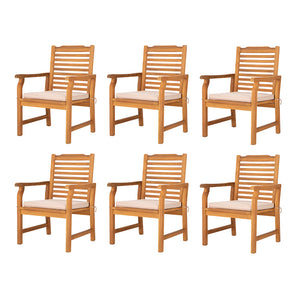 PHI VILLA Acacia Wood Patio Dining Chairs with Cushions