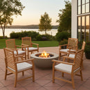 PHI VILLA Acacia Wood Patio Dining Chairs with Cushions