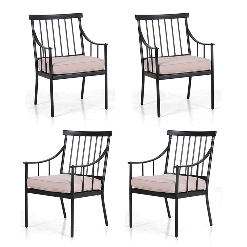 PHI VILLA Steel Fixed Patio Outdoor Dining Chairs Set
